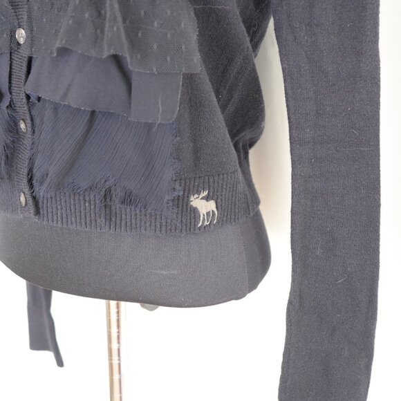 Vintage Y2K Abercrombie & Fitch Ruffle Lace Babydoll Cardigan Sweater Sz S - Picture 7 of 9